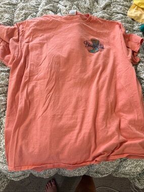 Crewneck Short-Sleeve Tee in Coral with 'Blessed Girl' Graphic